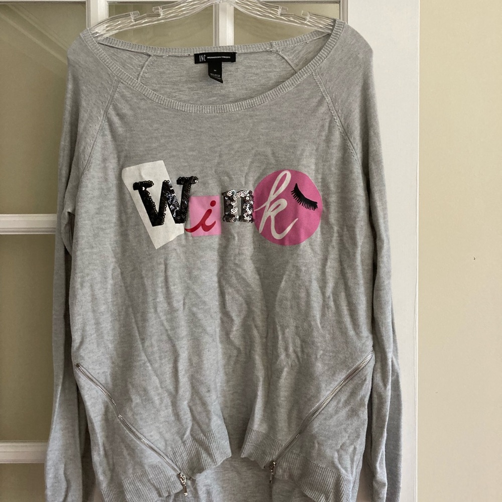 International Concepts INC sweater.  Size M. Gray. Perfect for Valentine’s Day.